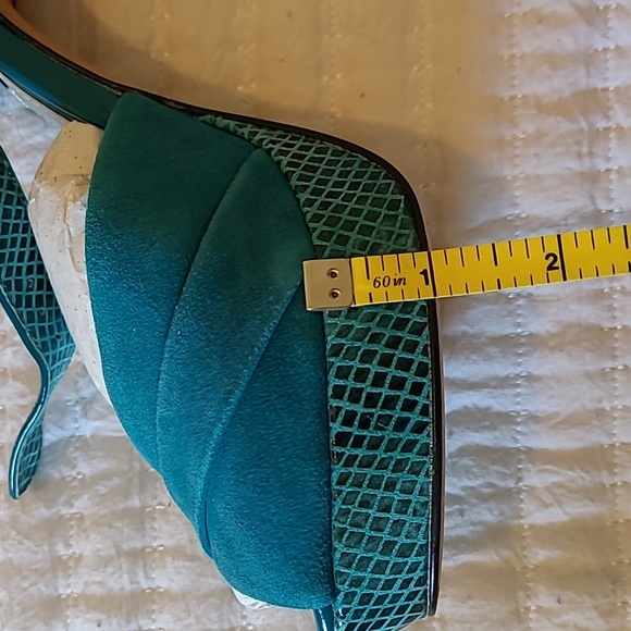 SALE. WHBM teal Suede & snakeskin heels. Excellent condition. - Picture 6 of 6